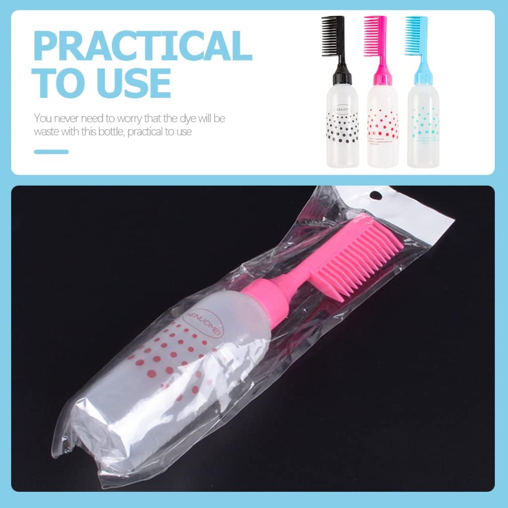 Beavorty 3pcs Root Comb Applicator Bottles Hair Dye Applicator Brush Hair Oil Applicator with Graduated Scale for Home Salon