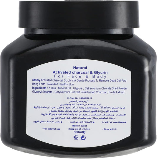Starky natural scrub cream with charcoal for face and body - 300 ml