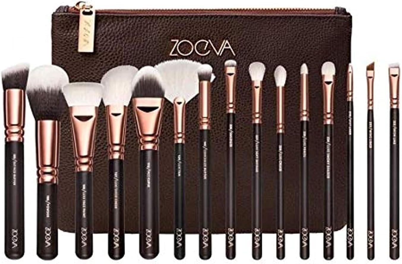15 PCS Makeup Brushes Set Professional, Sable Makeup Brush Set with Case by Luxury ENZO KEN, Cosmetic Brushes Makeup Set, Make up Brushes Set Professional, Natural Hair Makeup Brush- multicoloe cover