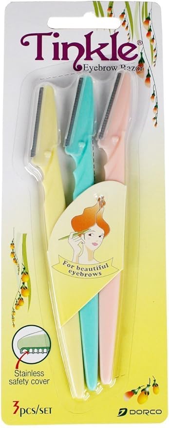 Makeup & More Tinkle Eyebrow Razor, Give Shape To Your Eyebrow, Remove Facial Hair, Remove Hair Painlessly, Precise And Easy To Use, Pack Of 3 Razors