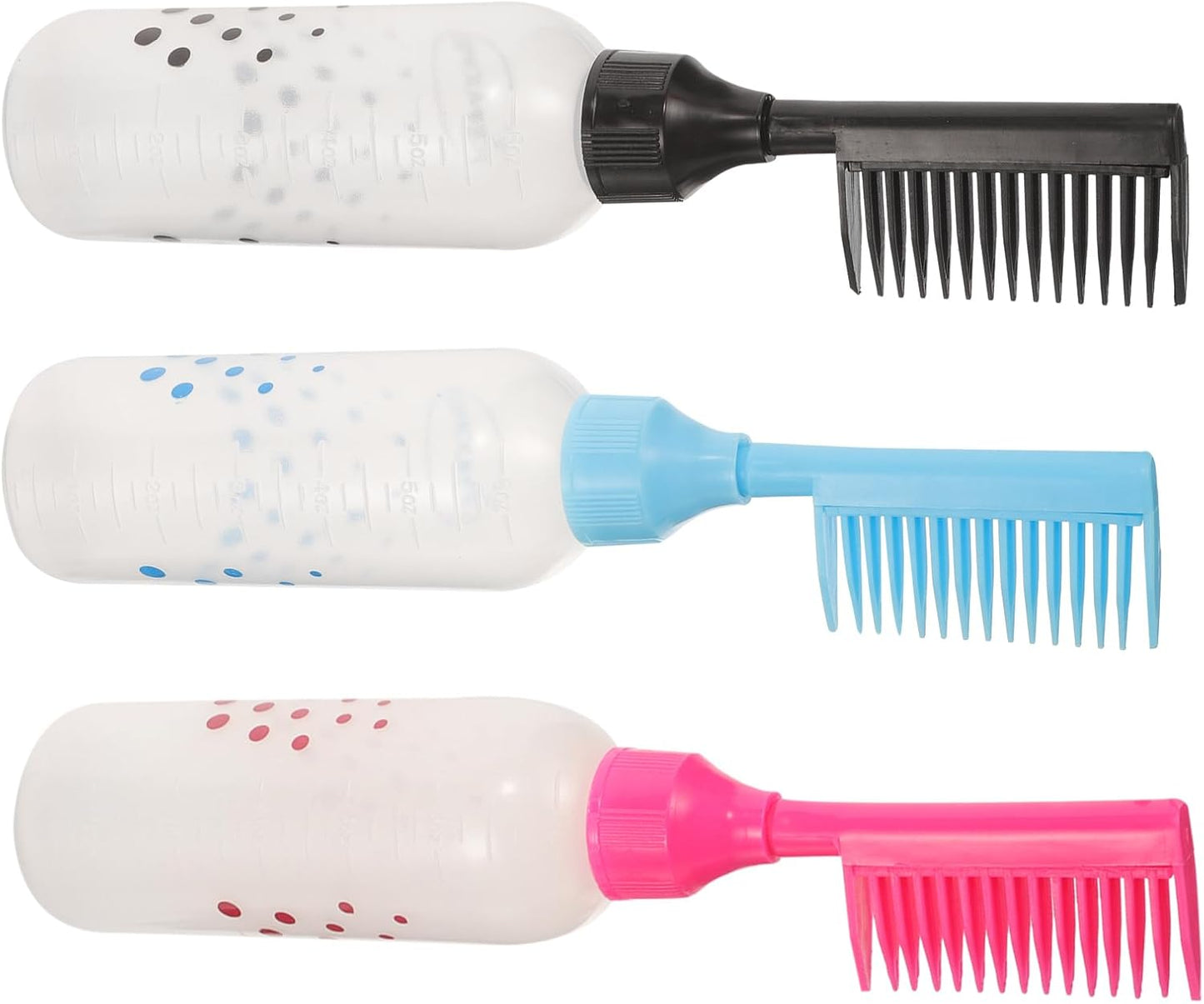 Beavorty 3pcs Root Comb Applicator Bottles Hair Dye Applicator Brush Hair Oil Applicator with Graduated Scale for Home Salon