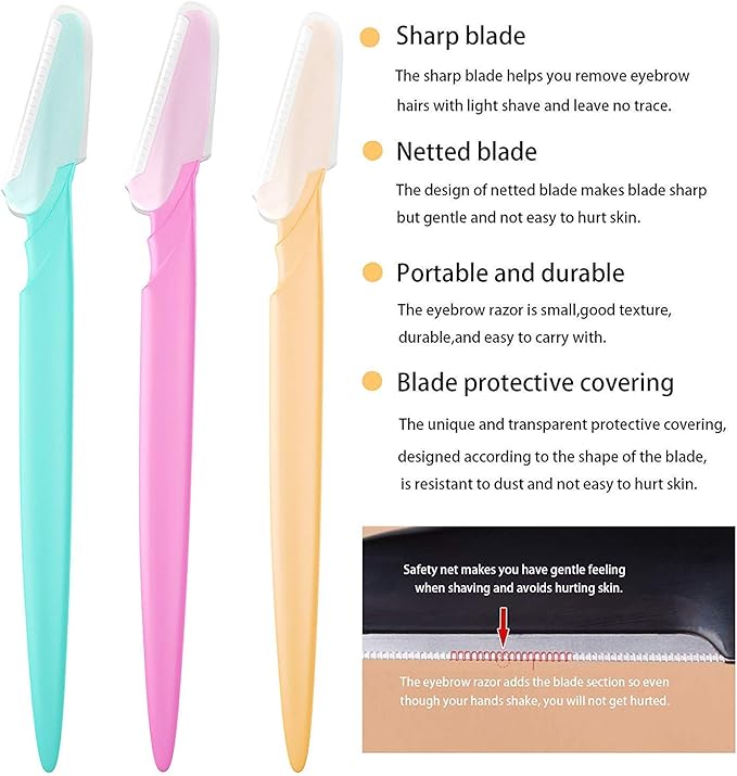 Makeup & More Tinkle Eyebrow Razor, Give Shape To Your Eyebrow, Remove Facial Hair, Remove Hair Painlessly, Precise And Easy To Use, Pack Of 3 Razors