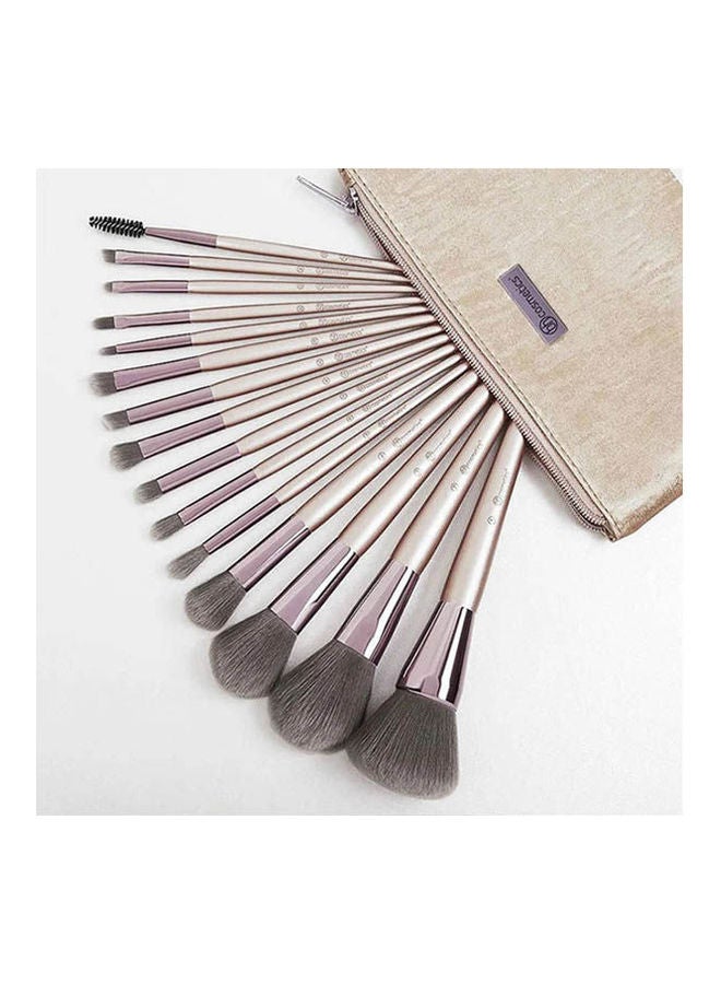 Lavish Elegance 15 Piece Brush Set With Bag Multicolour