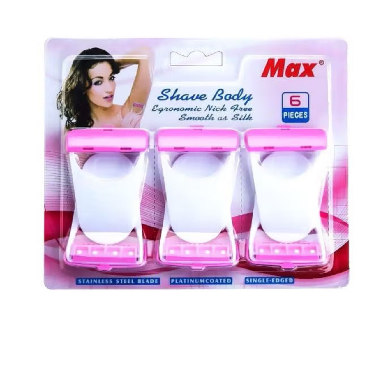 6-Piece Blade With Shaving Razor White/Pink