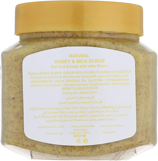 Starky natural scrub cream with honey and milk for face and body - 600 ml