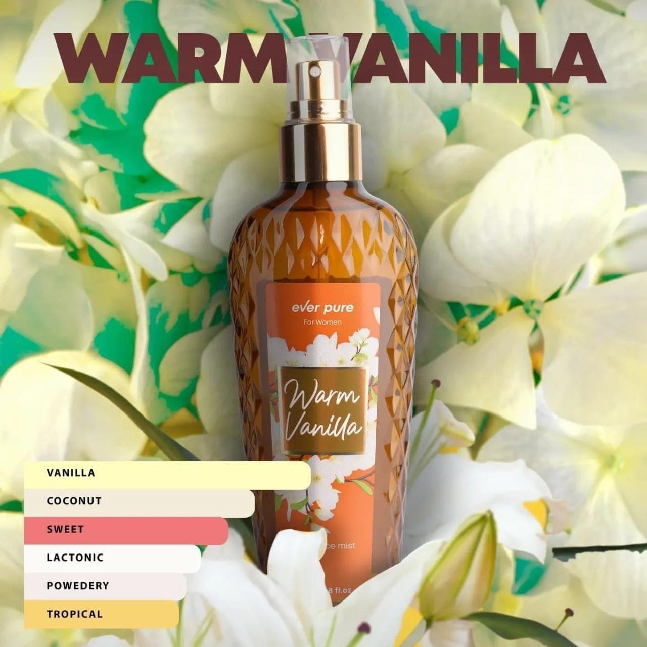 Ever Pure Fragrance Mist For Women Warm Vanilla 236ml
