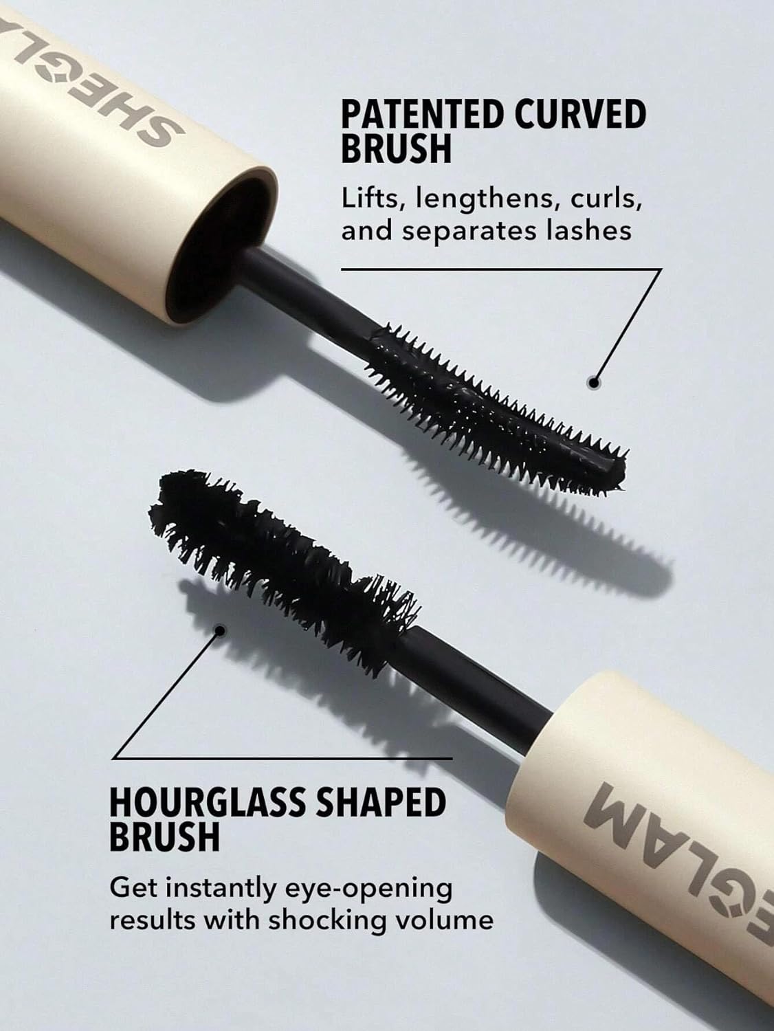SHEGLAM 2 In 1 Black Volume and Length Washable Mascara Long Lasting Dual-Ended Tubing Eye Makeup