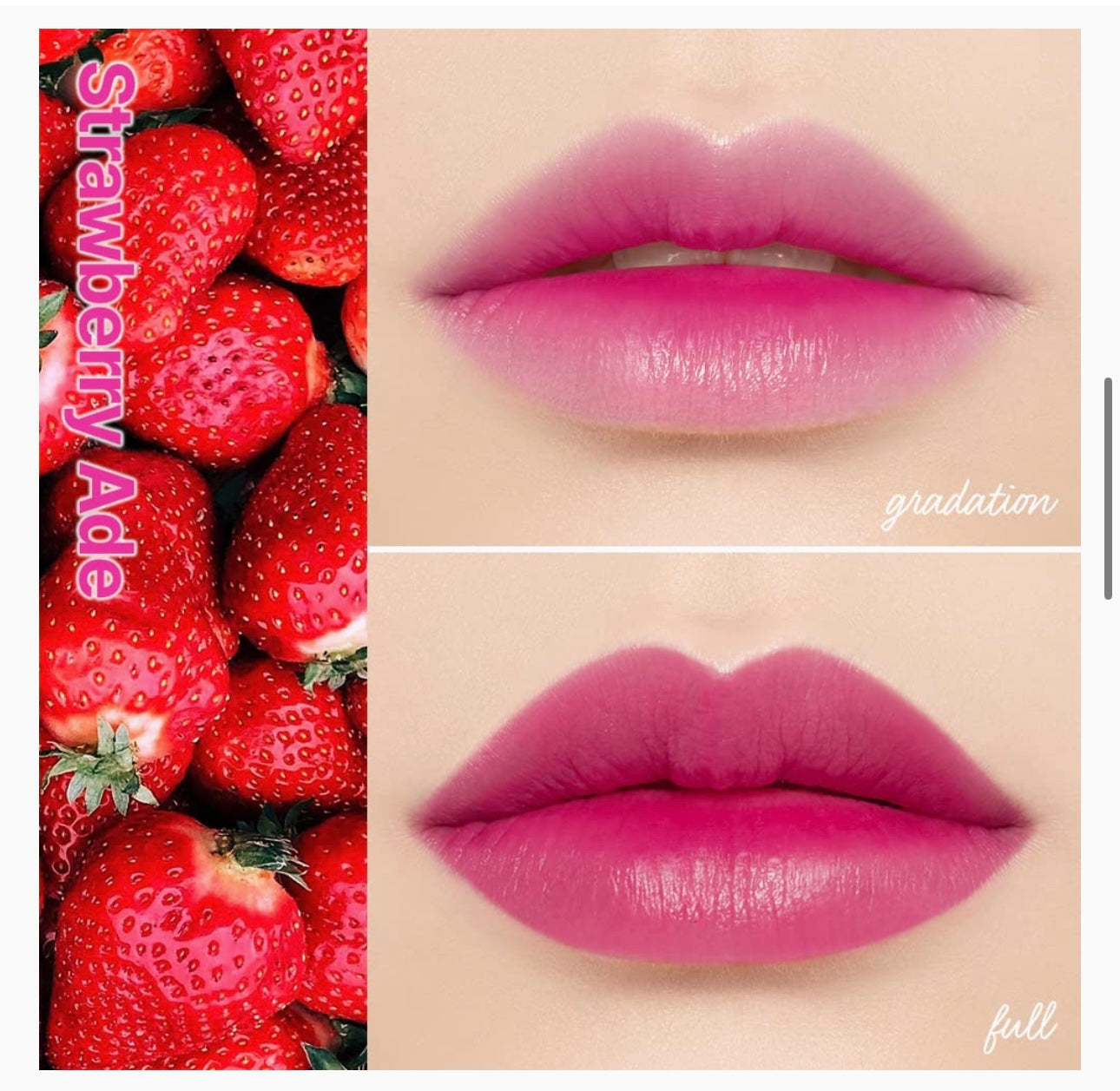 Etude House Dear Darling Water Tint Strawberry Ade (21AD) Bright Vivid Color Lip Tint with Moisturizing Pomegranate & Grapefruit Extract