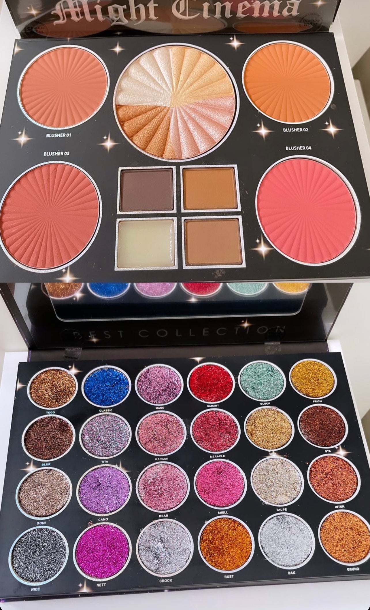 Might cinema Best Collection palette of Eyeshadow Glitter, Blusher Highlighter & Eyebrow  36 Colors