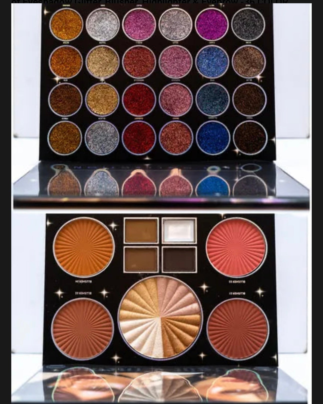 Might cinema Best Collection palette of Eyeshadow Glitter, Blusher Highlighter & Eyebrow  36 Colors
