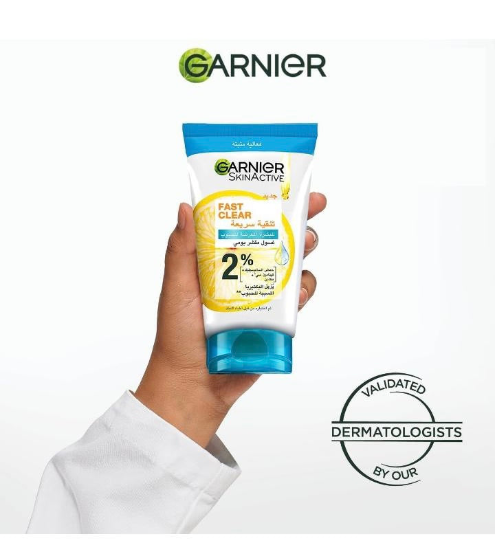 Garnier Fast Clear Facewash For Acne Prone Skin 150ml