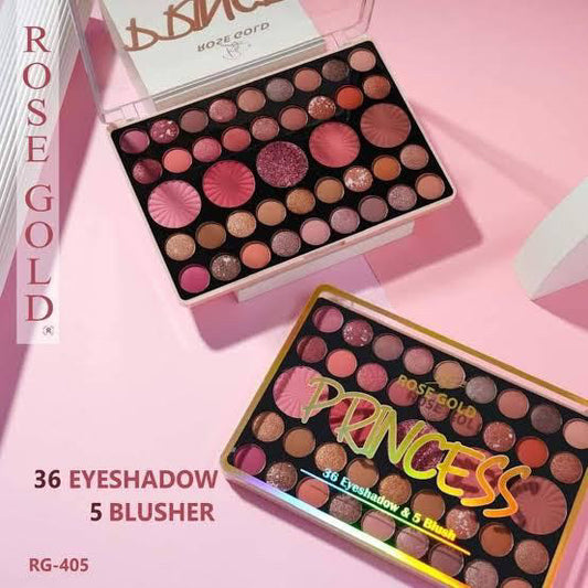 Rose Gold princess 36 eyeshadow palette & 5 blush