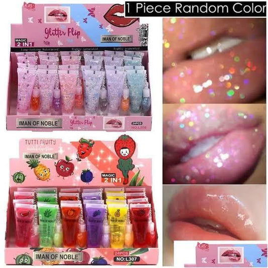 Iman of Nobel lip gloss with glitter